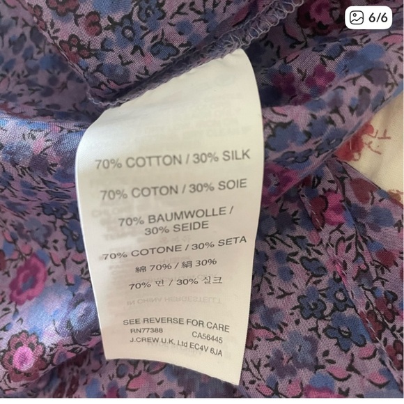 J Crew Liberty blouse thin featherweight fabric purple flower pattern size 2 - Picture 5 of 5